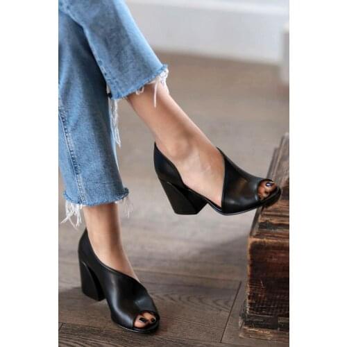 New Season Women Heel Slip On Shoes for Summer Special Collection Luxury High Mink Black Fashion Shoes Ladies Made in Turkey