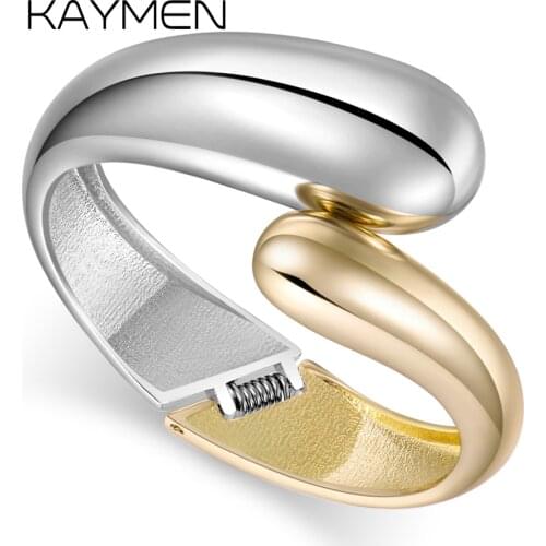 KAYMEN New Arrived Statement Cuff Bangle for Women Teardrop Shape with Good Polishing Chunky Bracelet Bangle Girls Jewelry 3299