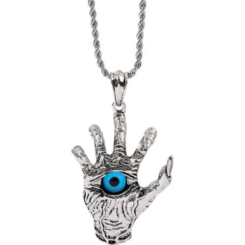 The Devils Eye Dragon Claw Necklace Blue Cats Eye Deep Pupil pupilentes Halloween Gift motorcycle Punk Jewelry Mans Necklaces