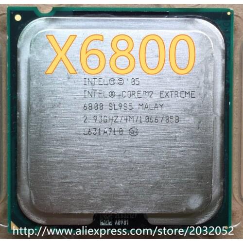 Lntel Core 2 X6800 CPU/LGA775/ConroeXE/FSB1066MHz/B2/HH80557PH0774M/2.93GHz/4MB L2/75W TDP (working 100% Free Shipping)