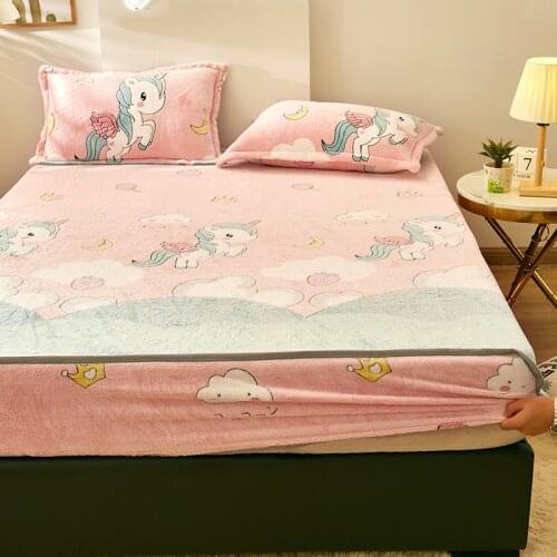 Thickened Fleece Fitted Sheet One-Piece Winter Warm Simmons Mattress Cover bedspreads queen