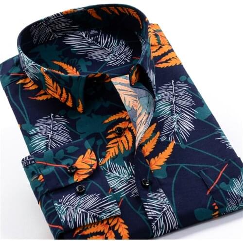 Oversize Men Beach Shirt 10XL 9XL 2021 New Arrivals Mens Fashion Trends Flower Long Sleeve Shirts Casual Loose Male Clothing