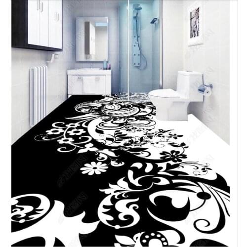 Custom photo 3d flooring mural self - adhesion wall sticker 3 d Black and white pattern beautiful 3d wall room murals wallpaper