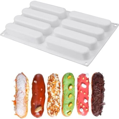 8 Hole Strip Shape Cake Tray Candy Chocolate Gumpaste Moulds Cake Decorating Tools DIY Fondant Mousse Cake Silicone Mold