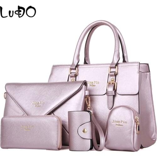 Brand Woman Luxury Handbag PU Leather 5 PCS/Sets Composite Bag Female Messenger Bag Purse Card Bag Key Bag Designer sac a main