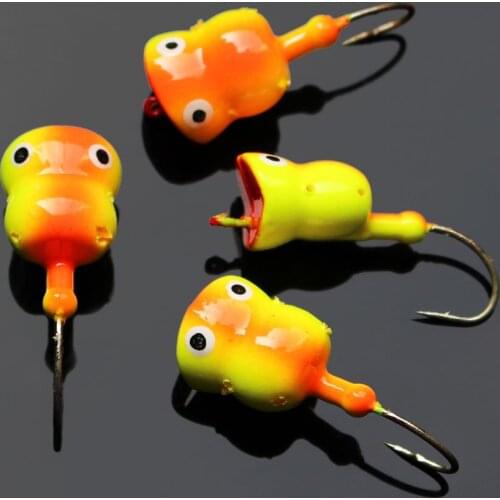 Tigofly 6 pcs/lot Hard Foam Head Hook Orange Frog UV Popper Topwater Floating Pike Bass Fly Fishing Tying Materials Flies Lures