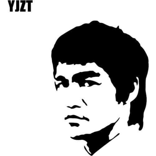 YJZT 9.2CM*12.7CM Martial Artist Bruce Lee Vinyl Decal Car Sticker Black/Silver C3-0061