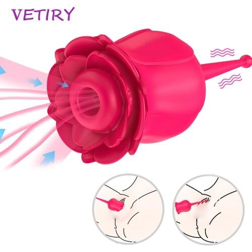 Rose Flower Vagina Sucking Vibrator G-spot Massage Clitoris Stimulation Clit Nipple Sucker Sex Toys for Women Oral Licking