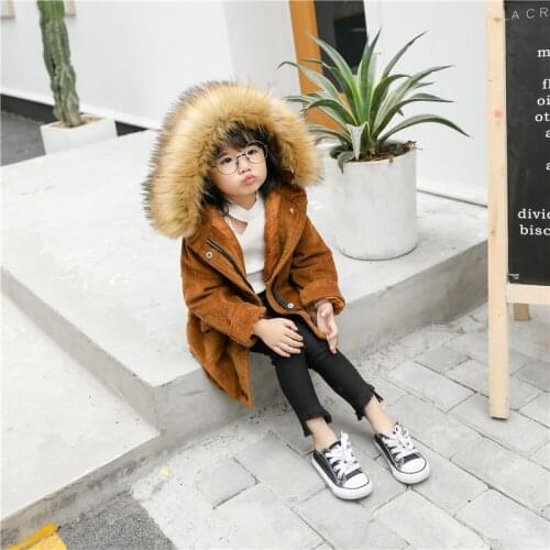 2017 Children Girls Boys Big Fur Hoodied Coats Jackets Kids Baby Winter Hoodies Coat Outfits
