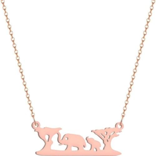 2020 stainless steel forest necklace cute holiday gift simple style animal necklace hollow rose gold necklace love
