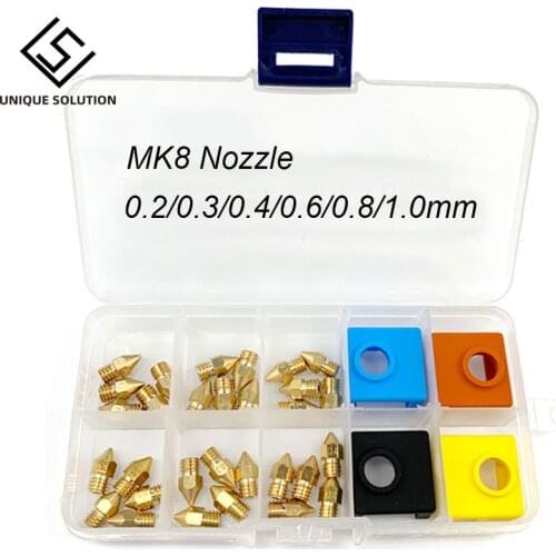 3D printer parts MK8 Extruder Nozzle Extruder Print Head 0.2/0.3/0.4/0.6/0.8/1.0/mk9 Silicone sock for Creality CR-10 Ender3