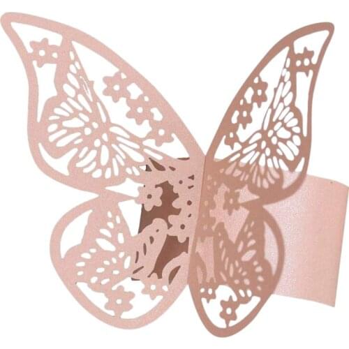 50Pcs 3D Butterfly Paper Napkin Rings for Weddings Party Serviette Table Decoration Butterfly Napkin Rings