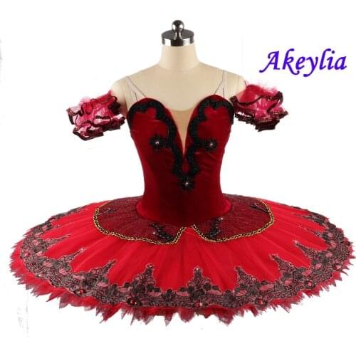 Velvet red black pancake tutu Professional Tutu Ballet Esmeralda Custom Made ballet Tutu for girls competition Don Quixote