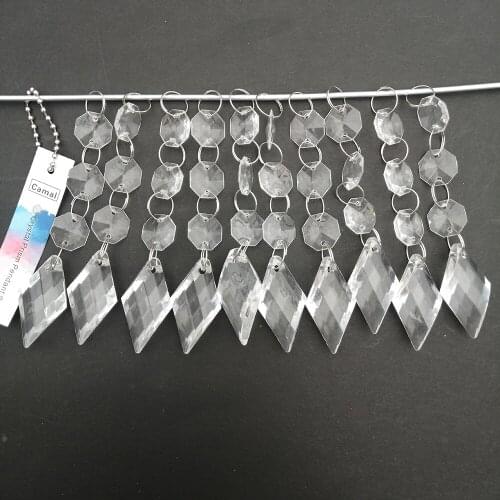 Camal 60pcs 10.6cm Acrylic Crystal Octagonal Bead String Garland Chain Chandelier Hanging Home Party Curtain Wedding DIY Parts