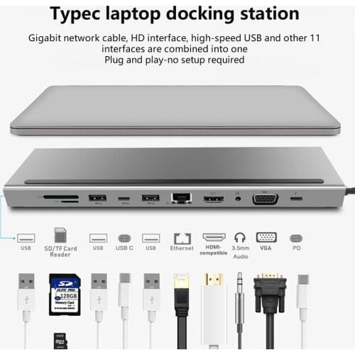 USB C 3.0 Dock MST Dual Screen Dual Display Adapter Hub USB Type C Laptop Docking Station For Lenovo ThinkPad HP Dell XPS