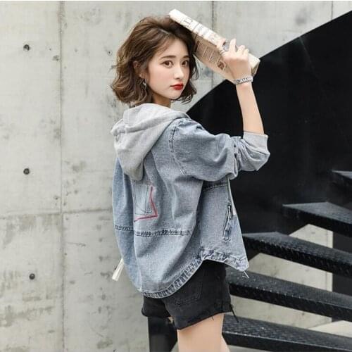 Denim Jackets For Women 2020 Spring and Autumn Jeans Coat Front Zipper Hooded Outwear Ladies Casual Clothing Street New Fashion
