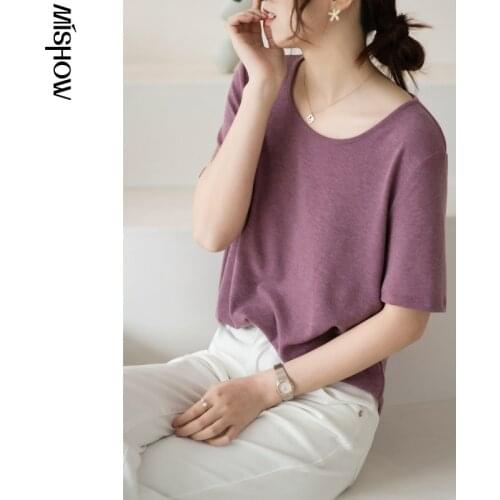 MISHOW 2020 Spring T-Shirt For Women Short Sleeve Bottoming Tshirts Homewear Tee Tops Comfortable Female Clothing MX21A3625