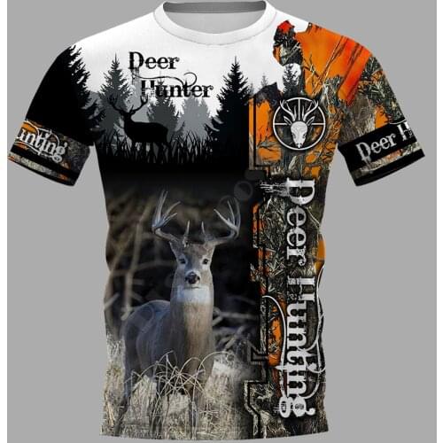 Deer Hunting 3D Printed t-shirt Harajuku Streetwear T shirts Funny Animal Men For Women Short Sleeve Drop Shipping 03