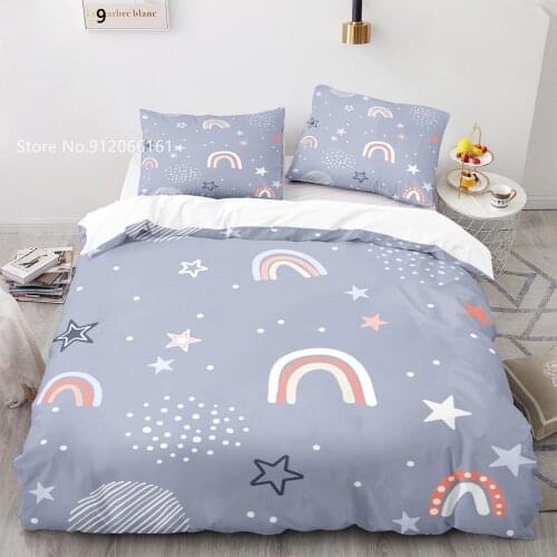 Colorful Rainbow Duvet Cover 3D Print Fox Deer Bedding Set Home Animal Cartoon Bed Cover Set Merry Christmas Bedclothes 2/3Pcs
