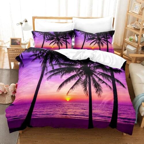 Seaside Scenery Bedding Set Single Twin Full Queen King Size Ship Coconut Tree Bed Set Childrens Kid Bedroom Duvetcover Sets 08