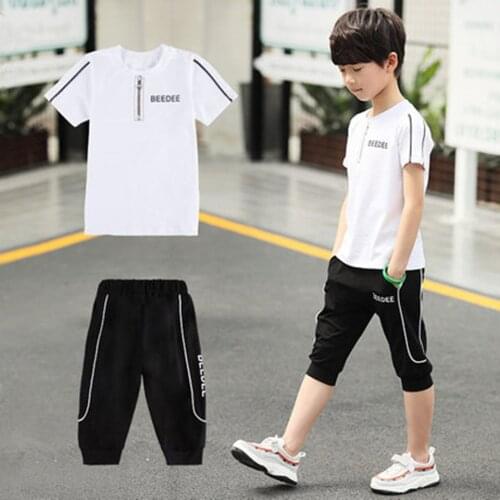 Boys Sets Summer Sport Suits Big Boys Sports Boys Kids Track Sets Black 3 Colors 4-12 14 Ages Girls Clothes 10 12 Year