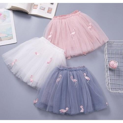 Pink and White Short Skirt for Teen Girls Summer Clothes Fashion Kids Paper Crane Embroidery Miniskirts Dance Ballet Tutu 3-12 Y