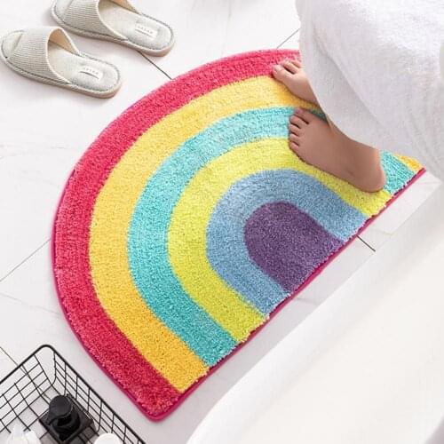 Floor Mat Anti-slip Quick Dry Water Absorbent Cartoon Cute Rainbow Doormat Cushion for Household Bath Mats Bathroom Products