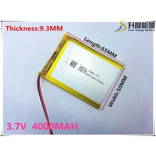 Li-po Polymer battery 4000 mah 3.7V 935065 smart home MP3 speakers Li-ion battery for dvr,GPS,mp3,mp4,cell phone,speak