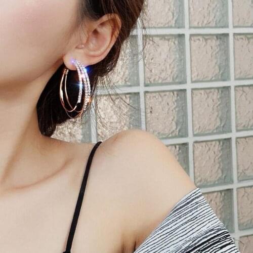 Fashion atmosphere high-end imitation rhinestone multilayer stereo earrings ladies temperament earrings jewelry