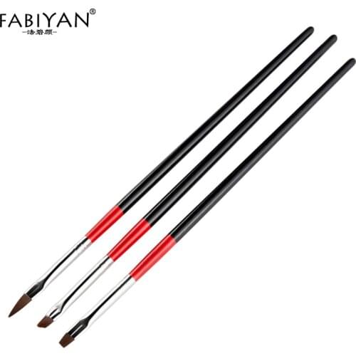 3pcs Set Nail Art Brush Wooden Painting Drawing Flat Builder Carving Pen Tips UV Gel Polish Acrylic Crystal Design Manicure Tool