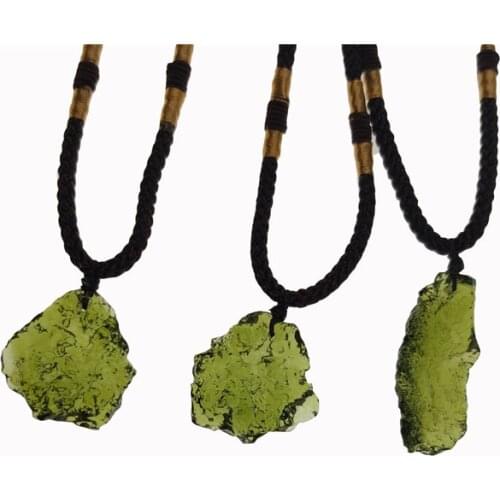 3-5/5-10 Carat Moldavite Pendant NECKLACE Natural Genuine Raw Moldavite Jewelry For Women Green Crystal Stone Energy Necklace k3