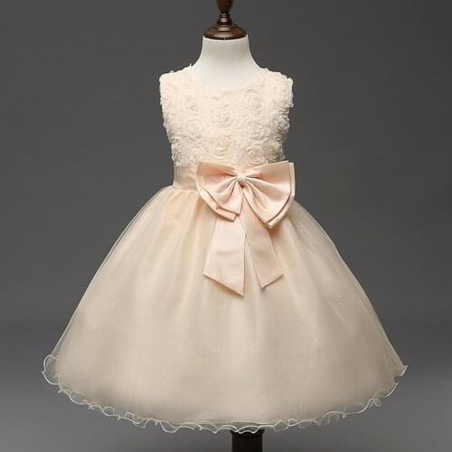 OULOLDMAN Flower bowknot Girl Princess Dress Lace Rose Party