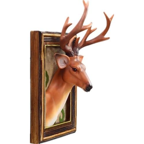 Resin Charms Deer Head Wall Home Decor Faux Stag Mounted Animal Head Wall Decor Fake Elk Head Sculpture