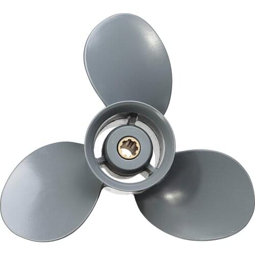 Aluminum Alloy Propeller R Rotation 3 Blades 8 Spline Tooths Gray For Honda Outboard Engine 8-20HP 9 1/4 x 9 58130-ZV4-009AH
