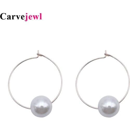 Carvejewl hoop earrings simple hoop pearl earrings for women jewelry girl gift new fashion Korean earrings wholesale hot sale