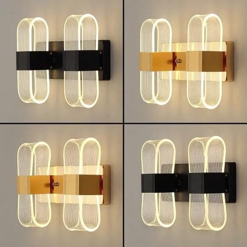 Modern Black Gold Wall Lamp Nordic Led Light for Bedroom Decor Indoor Lighting Fixtures Study Office Bedside Luxury Sconce