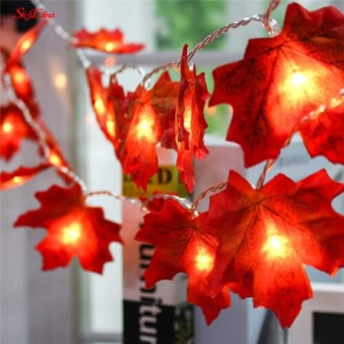 1.5/3/6M Maple Leaves LED String lights Autumn Harvest Artificial Maple LED Lights Party Home Lights Thanksgiving Decoration 6z
