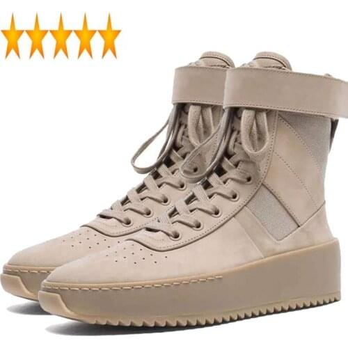 Top Fashion Men Military High Ankle Thick Platform Med Heels Army Tactical Genuine Leather Shoes Zipper Motorcycle Boots