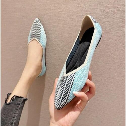 2021 NEW Princess Style Spring Autumn Women Slip on Flat Loafers Ballet Breathable Knit Shoes Maternity Shoes Mujer Loafers 07