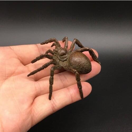 Solid Copper Spider Figurines Ornament Antique Bronze Simulation animal Model Statue Home Decoration Craft Accessories Tea Pets