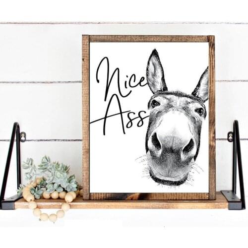 Nice Ass Bathroom Print Funny Sign Decor Vintage Donkey Poster Black White Butt Canvas Painting Wall Pictures for Living Room