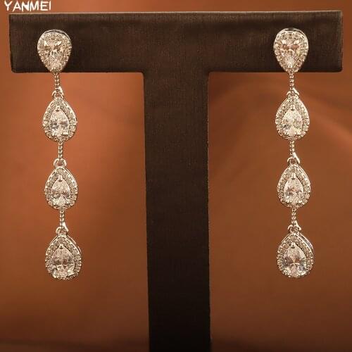 Yellow Water Drop Long High-end Earrings for Women Fashion Luxury Exquisite Banquet Jewelry Tassel Accessories Bijoux Femme