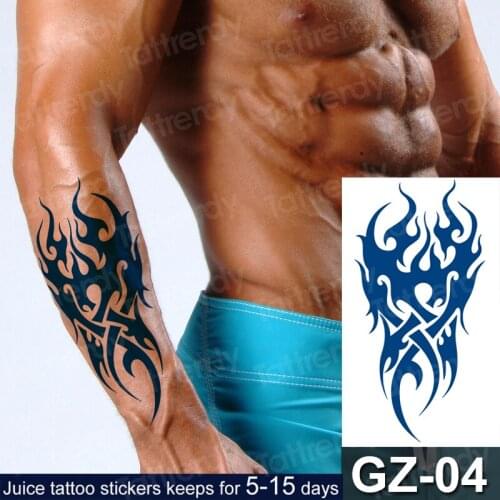 15days long lasting juice Waterproof Temporary Tattoo Sticker Arm Totem Tribe tatoo flame power style body art fake tato for men