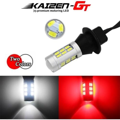 1PC Dual-Color White & Red 3156 3056 T25 Car LED Backup Reverse Light Taillight Rear Fog/4th Brake Light For 15-up Ford Mustang