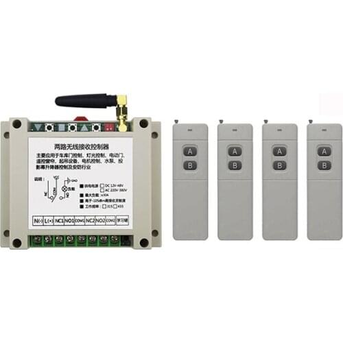 DC12V 24V 36V 48V 2CH 3000m Long Range RF Wireless Remote Control Switch Receiver+Transmitter lamp/ window/Garage Doors shutters