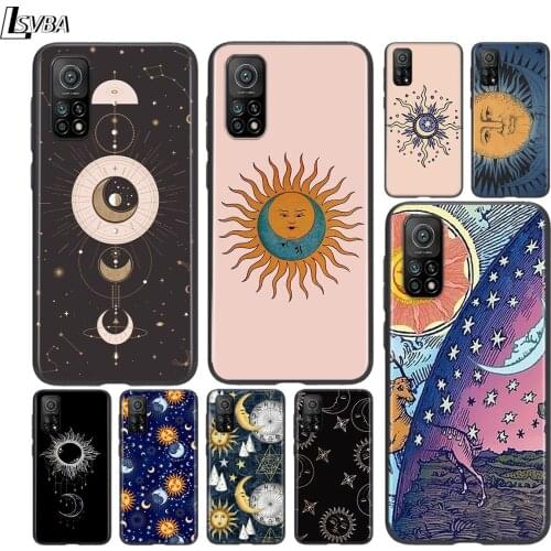 Hippie sun and moon art For Xiaomi Mi Poco F1 F2 X2 X3 M2 M3 Pro NFC 10T Pro Lite Note 10 Pro Mix 3 6 5 Black Phone Case