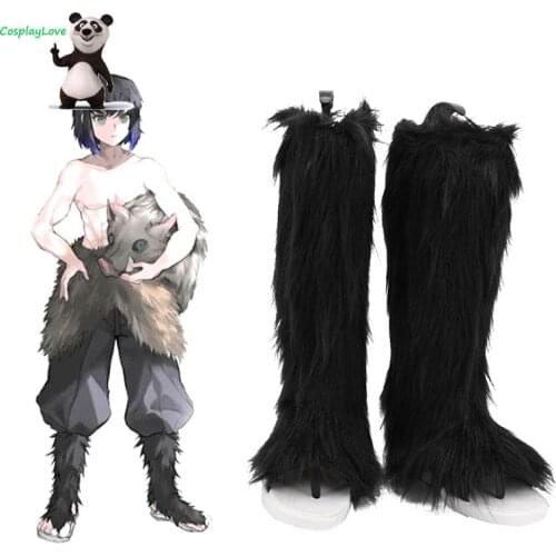 Demon Slayer: Kimetsu No Yaiba Inosuke Hashibira Black Long Shoes Cosplay Boots CosplayLove For Christmas Halloween
