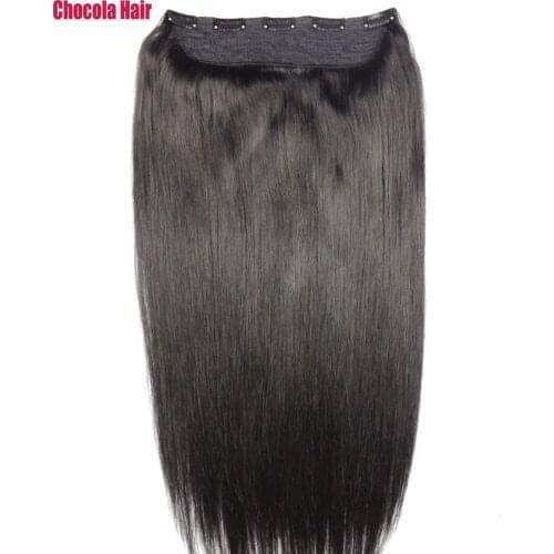 Chocala Hair 16"-28" 100g-220g Brazilian Virgin Remy Hair 1pcs set 5 clips in Human Hair Extensions Straight Natural Black