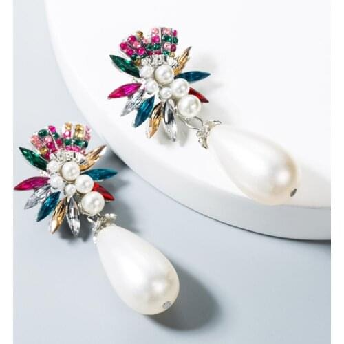 Imitation Pearls Temperament Dangle Earring Simple Colorful Big Bohemia Earrings French Drop Earrings Female Party Gift