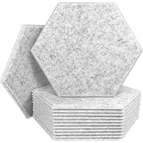 HOT 12 Pcs Soundproofing Panels Hexagon Acoustic Panels for Acoustic Treatment,Beveled Edge Tiles for Echo Bass Insulation
